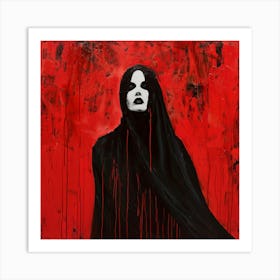 Woman in Black Cloak Art Print