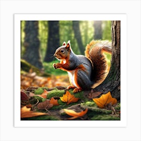 Squirrel In The Forest 373 Art Print