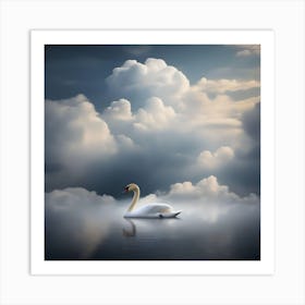 Swan In The Clouds Art Print