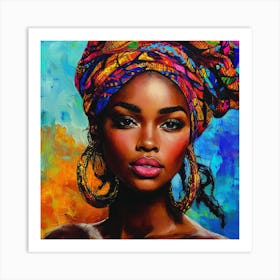 African Woman With Turban 2 Art Print