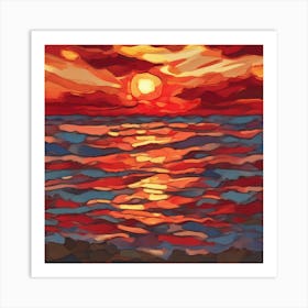 Fiery Sunset Abstract (5) Art Print