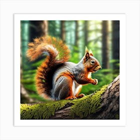 Squirrel In The Forest 372 Art Print