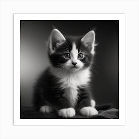 Black And White Kitten Art Print