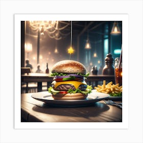 Hamburger In A Restaurant 8 Art Print