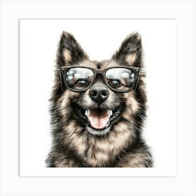 German Shepherd With Glasses 1 Art Print