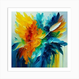 Gorgeous, distinctive yellow, green and blue abstract artwork 14 Art Print