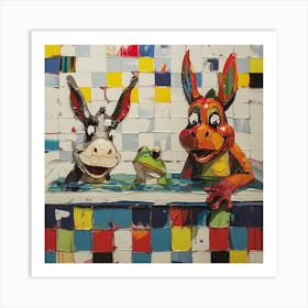 Donkeys In The Bath Art Print