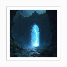 A Mystical Gate Glowing With Energy In A Forgotten Ruin 1 Art Print