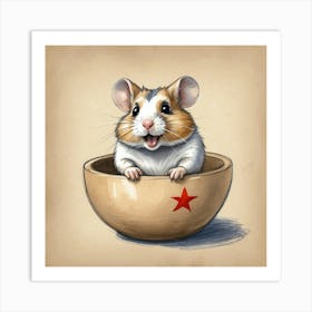 Hamster In A Bowl Art Print