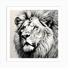 Lion Drawing Art Print