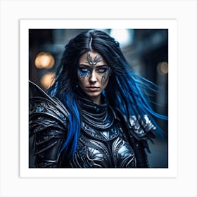 Blue Haired Warrior 2 Art Print