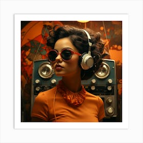 Mixll A Portuguese Woman From The 70s Listening To A Retro Ra 79a2dfb1 6a20 4361 Ba75 A553bd7935c4 3 Art Print