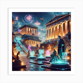 Modern Technology Meets With Ancient Greece Art Print