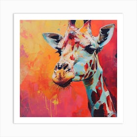 Warm Impasto Portrait Of A Giraffe 1 Art Print