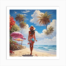 Woman On The Beach Art Print