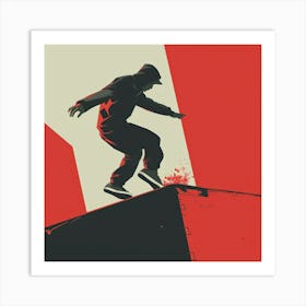 Skateboarder In Red Art Print