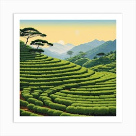 Tea Plantation Painting (3) Art Print