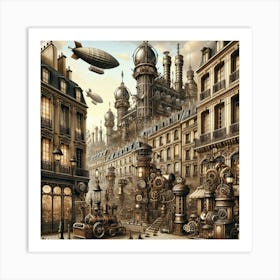 Steampunk Paris Art Print