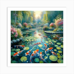 Koi Fish Pond 2 Art Print