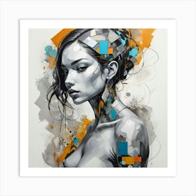 Default Mixed Media Pose Abstract Figurative Art 1 Art Print