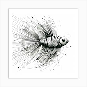 Fish - Abstract Line Art Illustration 145 Art Print