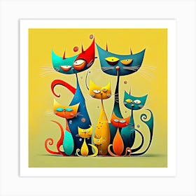 Family Of Cats Art Print