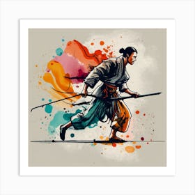 Samurai Warrior - Martial Arts - Bo Staff Art Print