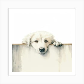 Dog Looking Over A Fence 1 Art Print