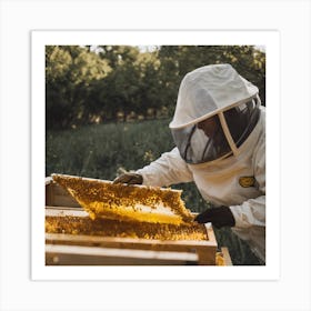 Beekeeper Inspecting Hive 1 Art Print