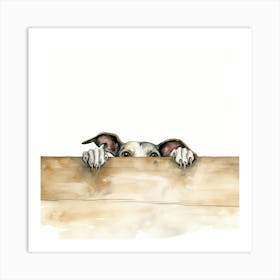 Dog Peeking Over Fence 10 Art Print