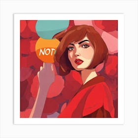 Woman With Red Brown Straight Short Hair Art Print