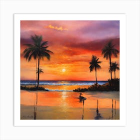 Sunset At The Beach 4 Art Print