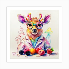 Deer In Glasses 6 Art Print