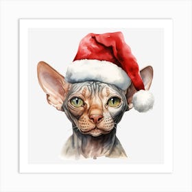 Sphynx Cat In Santa Hat 8 Art Print