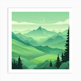 Misty mountains background in green tone 201 Art Print