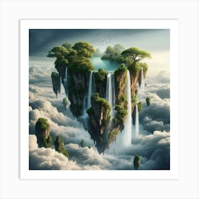 Waterfall In The Clouds Art Print