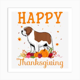 Retro Bernard Dog Happy Thanksgiving Matching Family Pajamas Art Print