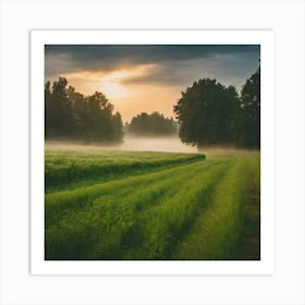 Sunrise Over A Field 1 Art Print