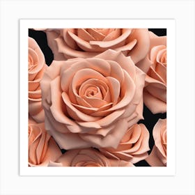 Peach Roses 4 Art Print