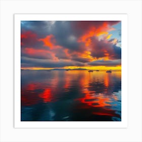 Sunset Over The Ocean Art Print