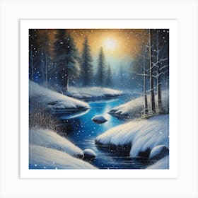 Winter Landscape Painting 1 Art Print