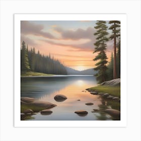 Sunset By The Lake 2 Art Print