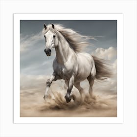 White Horse Running Art Print