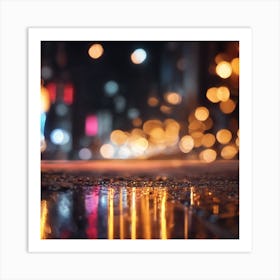 Night City Bokeh Art Print