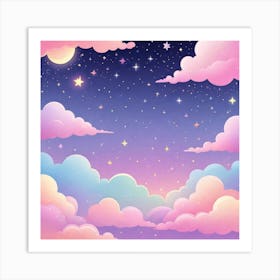 Sky With Twinkling Stars In Pastel Colors Square Composition 175 Art Print