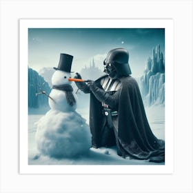 Darth Vader Builds A Snowman Star Wars Art Print Art Print