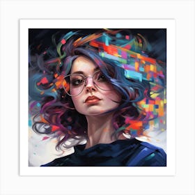 Girl With Colorful Hair 2 Art Print