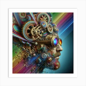 Man With Gears On His Head Art Print