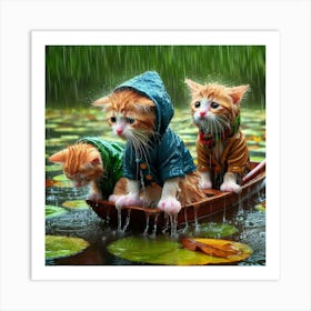 Kittens In The Rain 13 Art Print