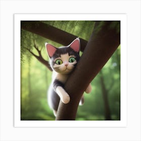 Cute Cat In Tree Art Print